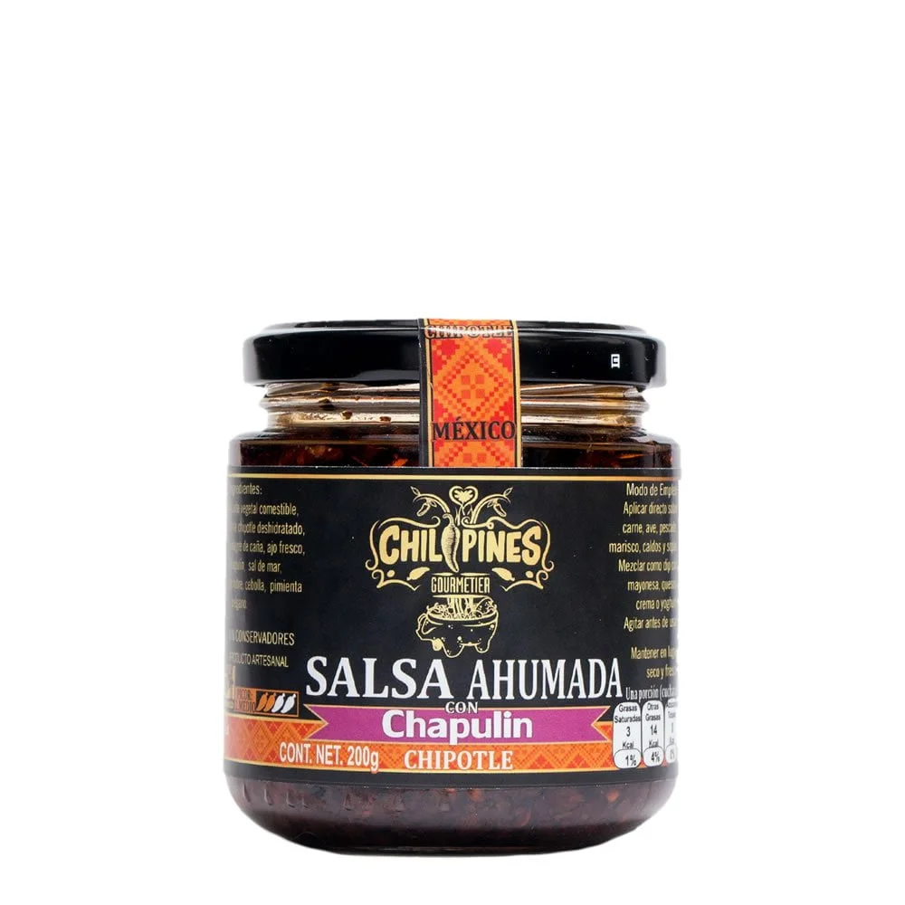 Chilipines Salsa Ahumada Con Chapulín y Chile Chipotle