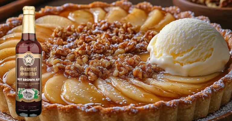 Cerveza Samuel Smith´s Nut Brown Ale con tarta de manzana